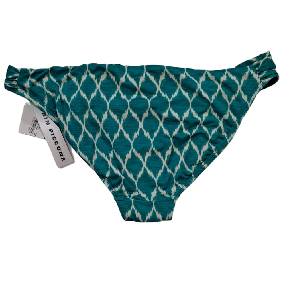 Robin Piccone Swim Women's Size Large Bikini Bottom Oasis Teal White Ikat - Picture 2 of 6